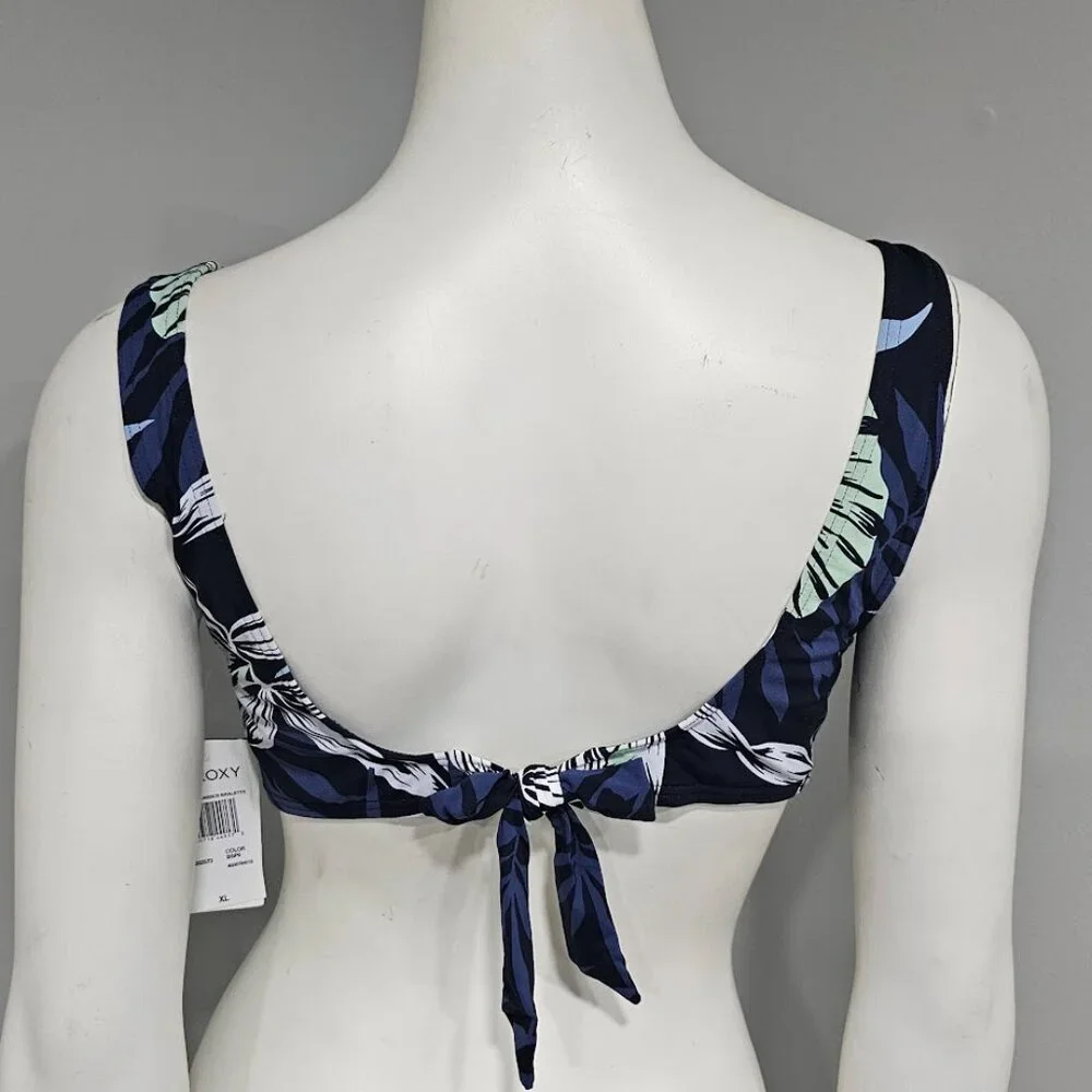 Roxy Printed Beach Classics Bralette Swim Top Mood Indigo - Picture 4 of 9